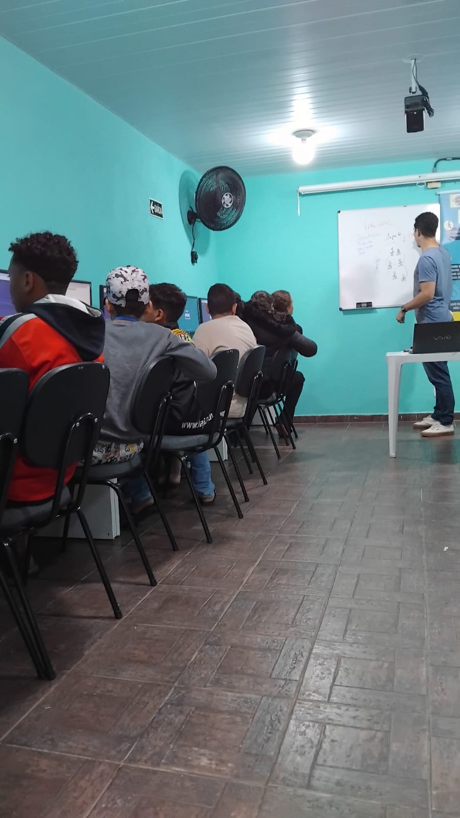 Participantes em atividade no laboratório de informática